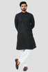 Veshbhoshaa Bluesaanchi Men'S Black Magic Slub Kurta Set